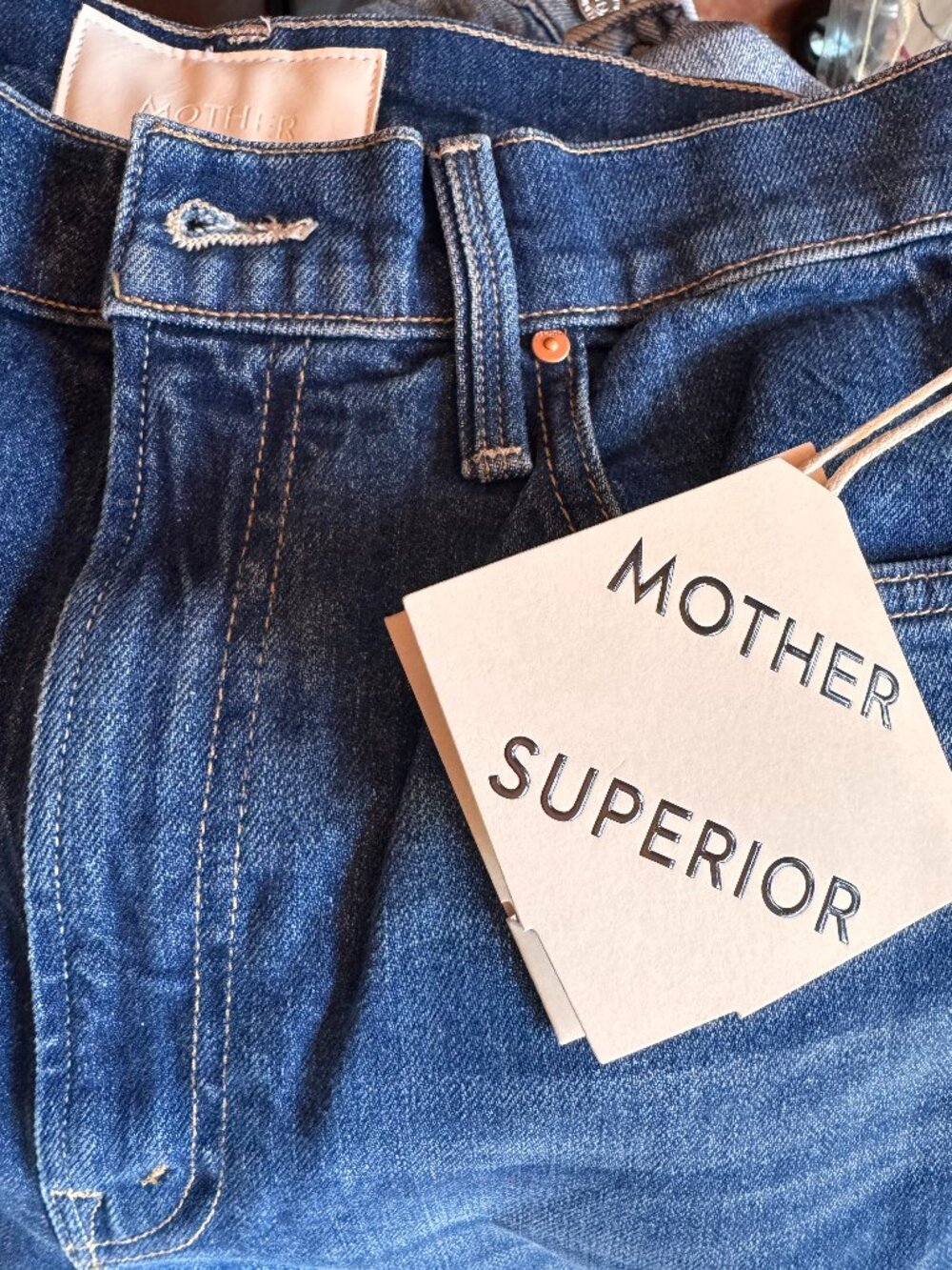 NWT! MOTHER Denim High Waisted Rider Skimp Jeans in size 27, in “Penal Code"